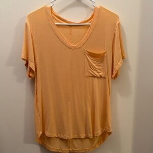 Orange V-Neck T-Shirt with Pocket